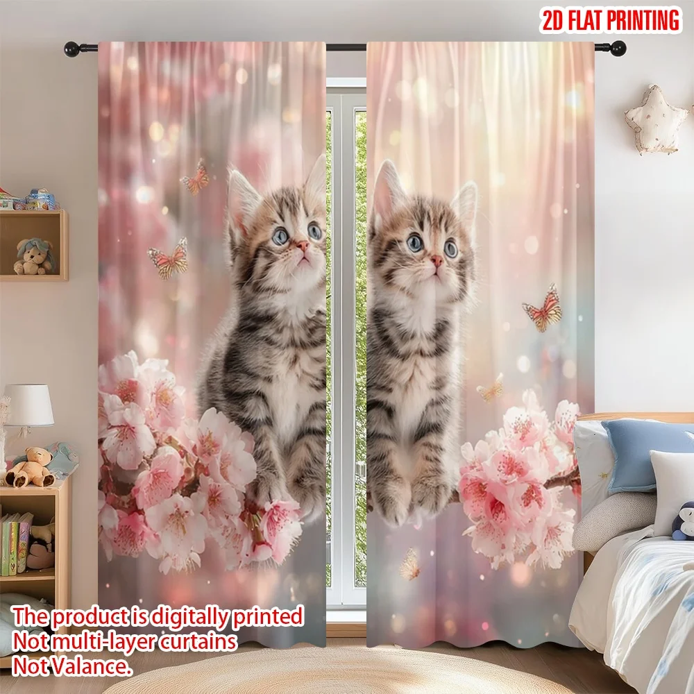 2D flat printing 2pcs Curtain Window Treatment Curtains Spring Cats and Butterflies Digital Printed Polyester Drapes Festive
2D flat printing 2pcs Curtain Window Treatment Curtains Spring Cats and Butterflies Digital Printed Polyester Drapes Festive