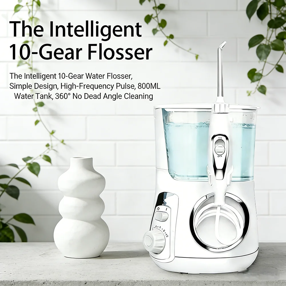 Professional Luxury Desktop Oral Irrigator Electric Water Flosser 5 Jet Tips 10 Modes 800ML Tank Family Oral Care
Professional Luxury Desktop Oral Irrigator Electric Water Flosser 5 Jet Tips 10 Modes 800ML Tank Family Oral Care