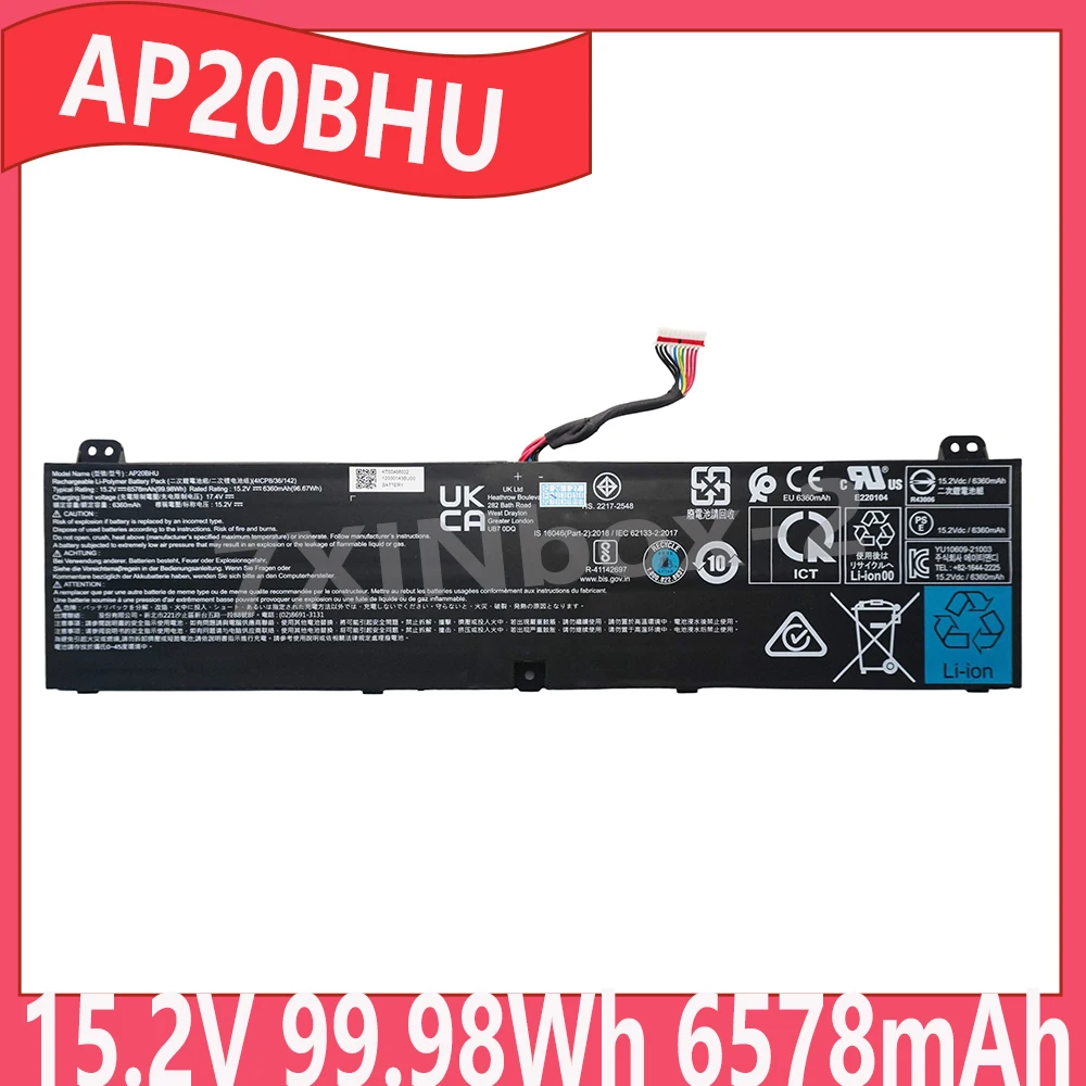 AP20BHU 15.2V 99.98Wh 6578mAh Laptop Battery For Acer Predator Triton 500 SE 16" series PT516-51S-70TP 71Q2 4ICP9/35/142
AP20BHU 15.2V 99.98Wh 6578mAh Laptop Battery For Acer Predator Triton 500 SE 16" series PT516-51S-70TP 71Q2 4ICP9/35/142