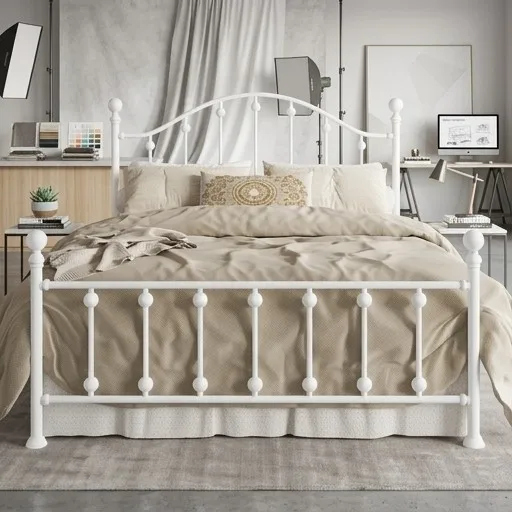 Victorian Style Full Metal Bed Frame, Curved Headboard, Classic Footboard, No Box Spring Needed
Victorian Style Full Metal Bed Frame, Curved Headboard, Classic Footboard, No Box Spring Needed