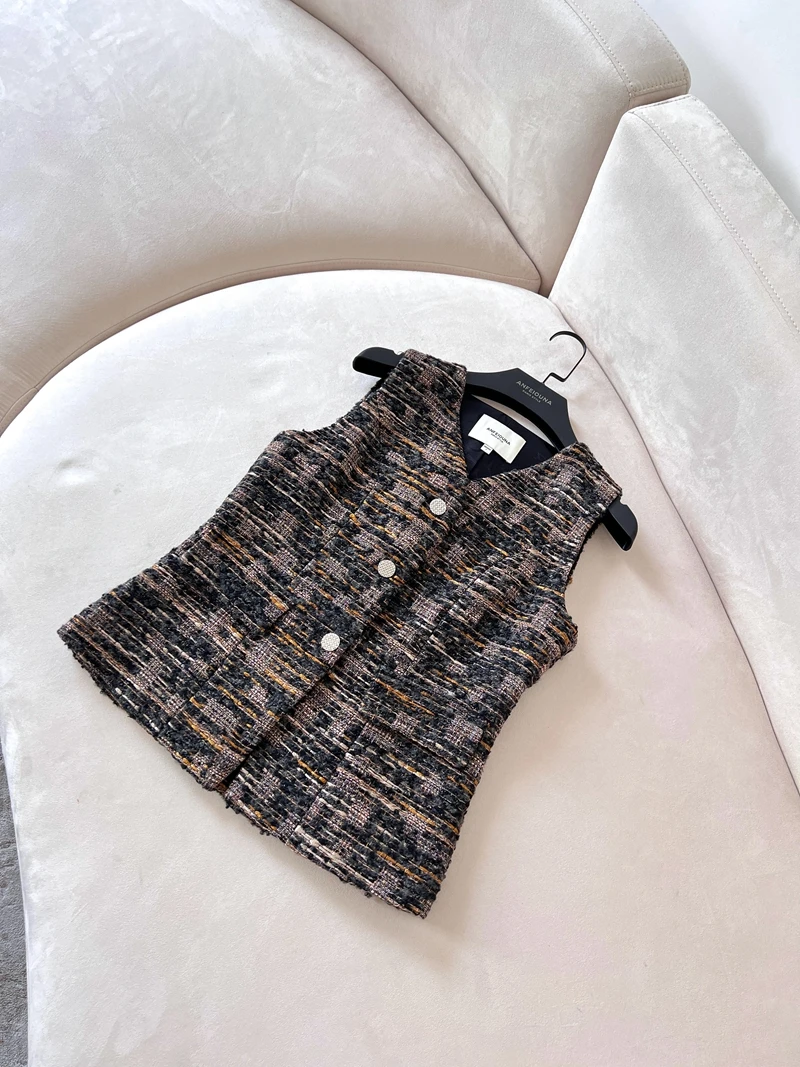 Retro Bright Silk Thi Tweed Slimming Ele High-End Feeling Vest Top Women's Outerwear Polyester Cotton V-ne Single Button
Retro Bright Silk Thi Tweed Slimming Ele High-End Feeling Vest Top Women's Outerwear Polyester Cotton V-ne Single Button