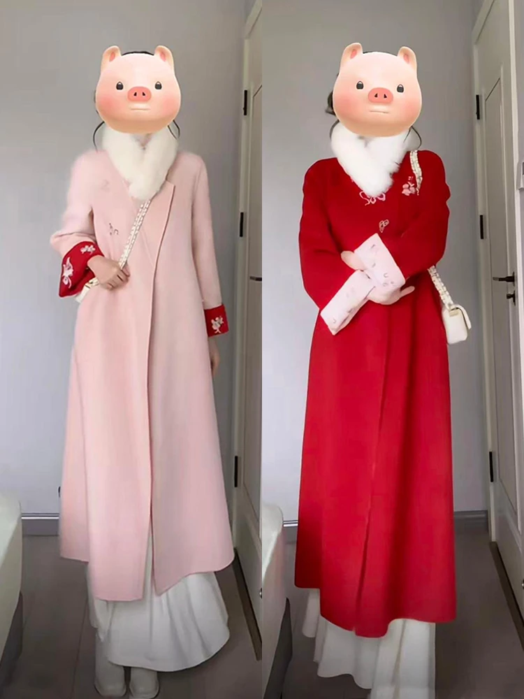Double-Sided Wear Winter New Style Chinese National Style Embroidery Woolen Coat Medium Length Women's Sweet School Style
Double-Sided Wear Winter New Style Chinese National Style Embroidery Woolen Coat Medium Length Women's Sweet School Style