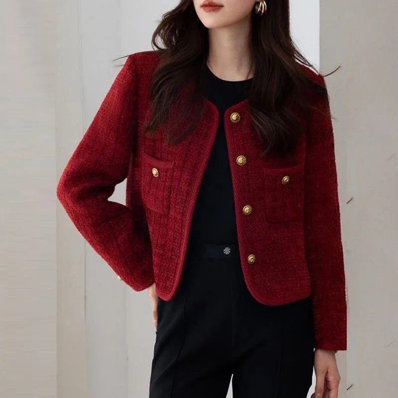 Wine red jacket for women, 2024 spring and autumn new short French style jacket for women winter jacket women
Wine red jacket for women, 2024 spring and autumn new short French style jacket for women winter jacket women