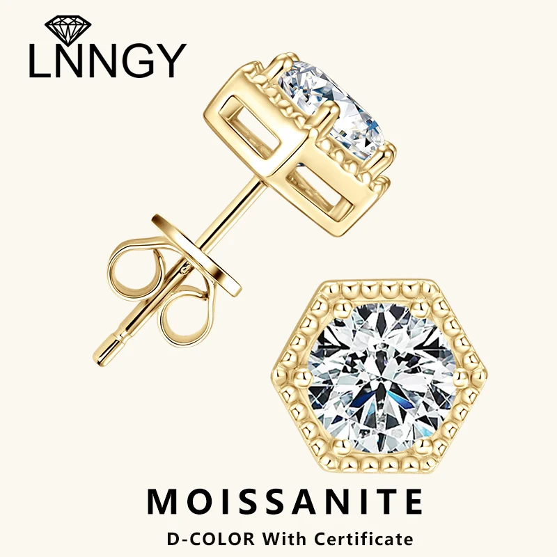 Lnngy Sparkling 6.5MM Certified Round Moissanite Earrings 925 Sterling Silver Hexagon Stud Earring For Women Daily Jewelry Gift
Lnngy Sparkling 6.5MM Certified Round Moissanite Earrings 925 Sterling Silver Hexagon Stud Earring For Women Daily Jewelry Gift
