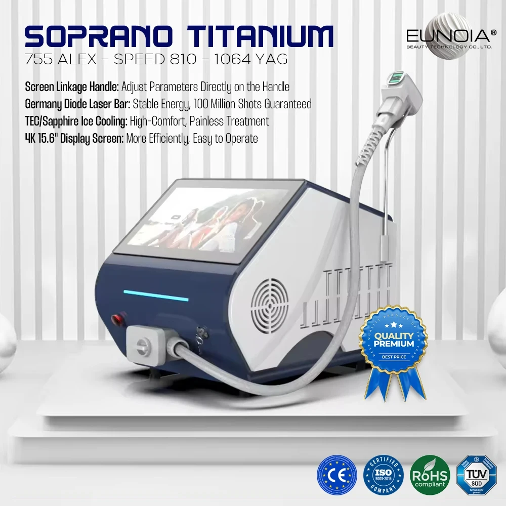 3000W Soprano Diode Laser Hair Removal Machine 755 808 1064 Triple Wavelength Ice Titanium Professional Beauty Salon Equipment
3000W Soprano Diode Laser Hair Removal Machine 755 808 1064 Triple Wavelength Ice Titanium Professional Beauty Salon Equipment