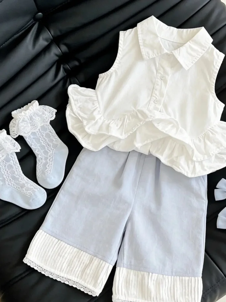 Sweet Girl's Summer Outfit 2026 New Style Asymmetrical Vest Shirt Fashion Wide Leg Pants Two-Piece Set for Baby Girls
Sweet Girl's Summer Outfit 2026 New Style Asymmetrical Vest Shirt Fashion Wide Leg Pants Two-Piece Set for Baby Girls