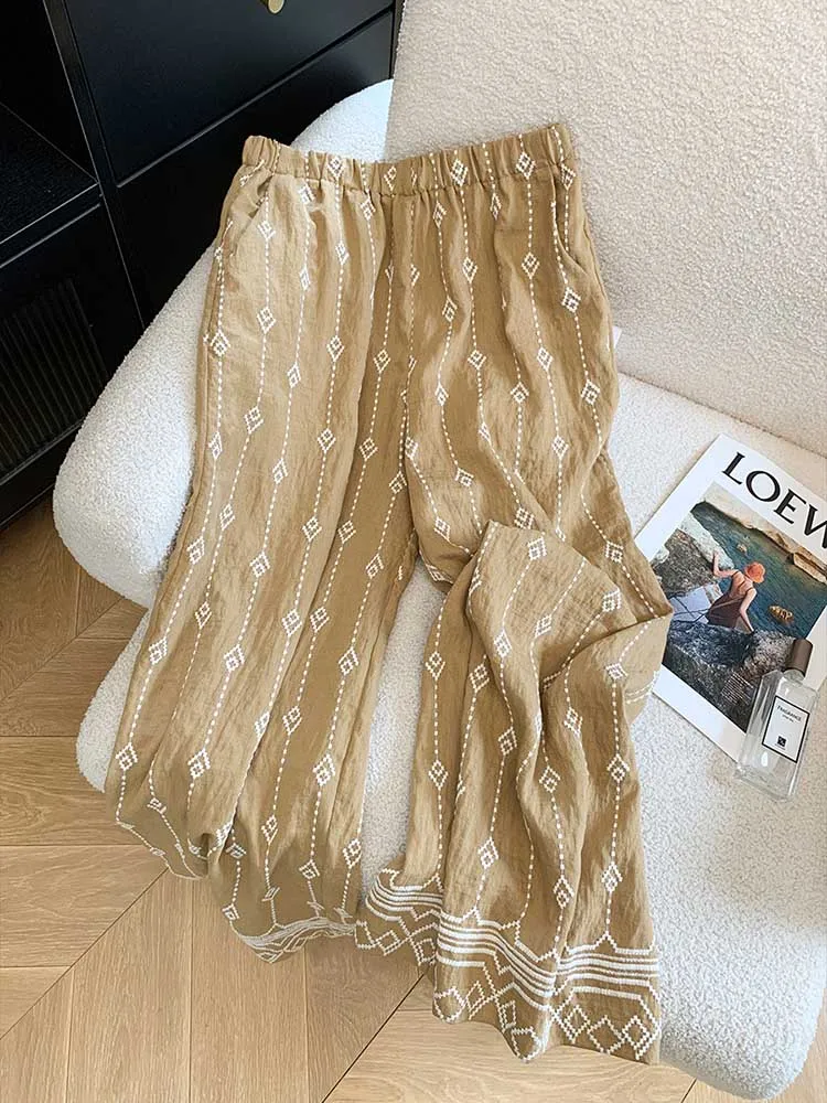 Ethnic style retro embroidered linen casual pants women in summer 2025 new loose straight leg and versatile pants
Ethnic style retro embroidered linen casual pants women in summer 2025 new loose straight leg and versatile pants