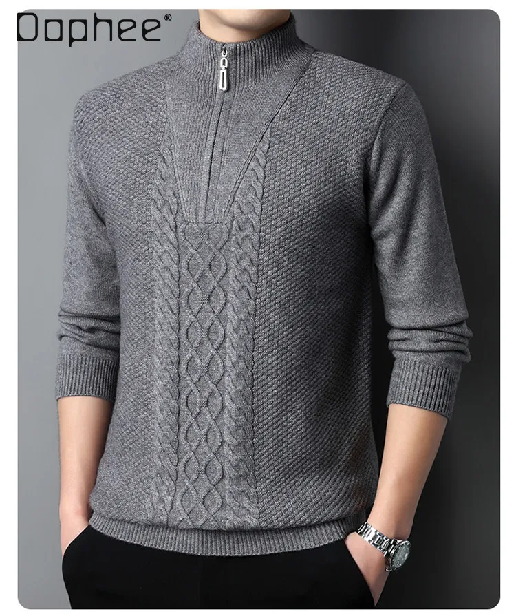 Winter Commuting Style Men's Thickened Zipper Half Turtleneck Warm Gray Khaki Coffee Sweater Button Beige Red Knitted Sweater
Winter Commuting Style Men's Thickened Zipper Half Turtleneck Warm Gray Khaki Coffee Sweater Button Beige Red Knitted Sweater