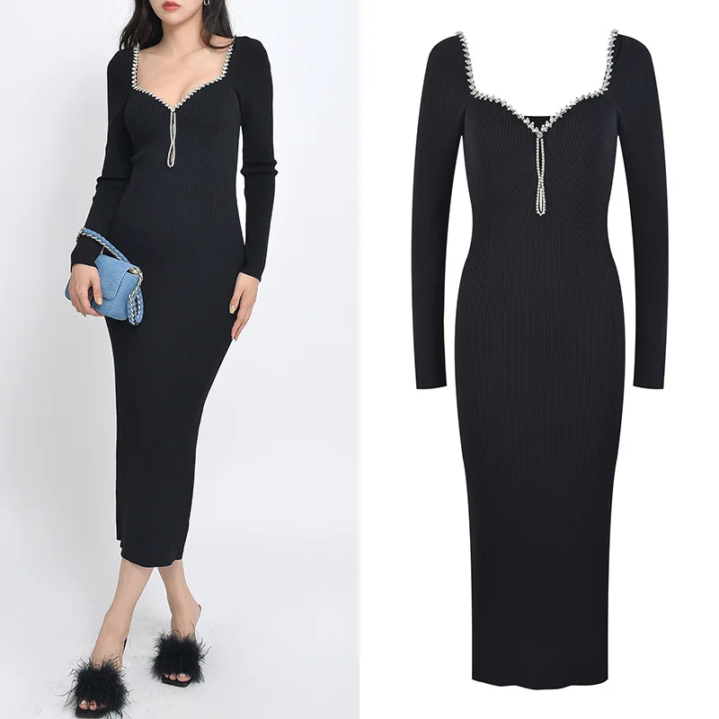 Ele Diamond Embedded Long Sve Square Collar Dr Women's Sexy Classy Design Spring Summer New Arrival Gown
Ele Diamond Embedded Long Sve Square Collar Dr Women's Sexy Classy Design Spring Summer New Arrival Gown