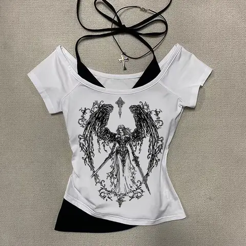 Y2k Retro Strapless Corset Tops Women Harajuku Cropped Crop Tops gothic Print Solid Camis Summer Casual Sleeveless Strap Topsexy