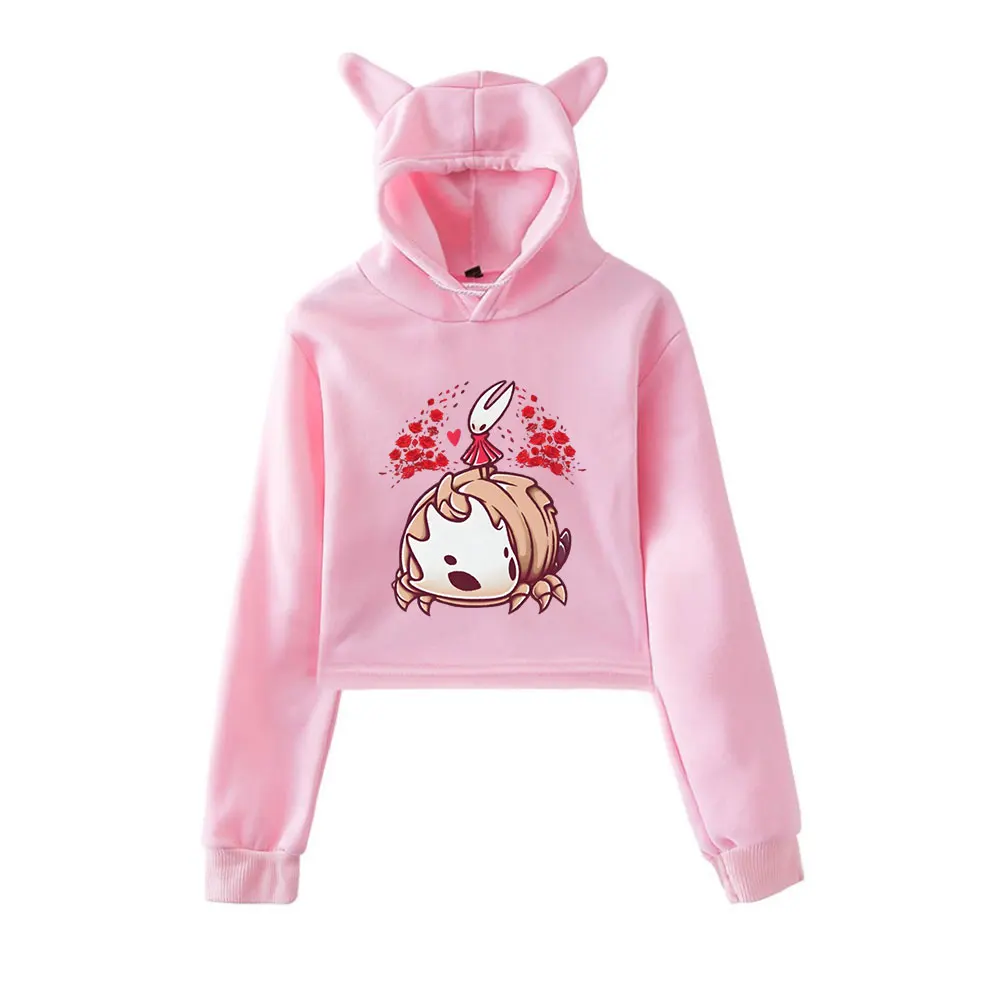 Hollow Knight Merch винтажная уличная одежда 90-х годов с логотипом, толстовки с капюшоном для девочек, укороченный модный спортивный пуловер с кошачьими ушками
Hollow Knight Merch винтажная уличная одежда 90-х годов с логотипом, толстовки с капюшоном для девочек, укороченный модный спортивный пуловер с кошачьими ушками