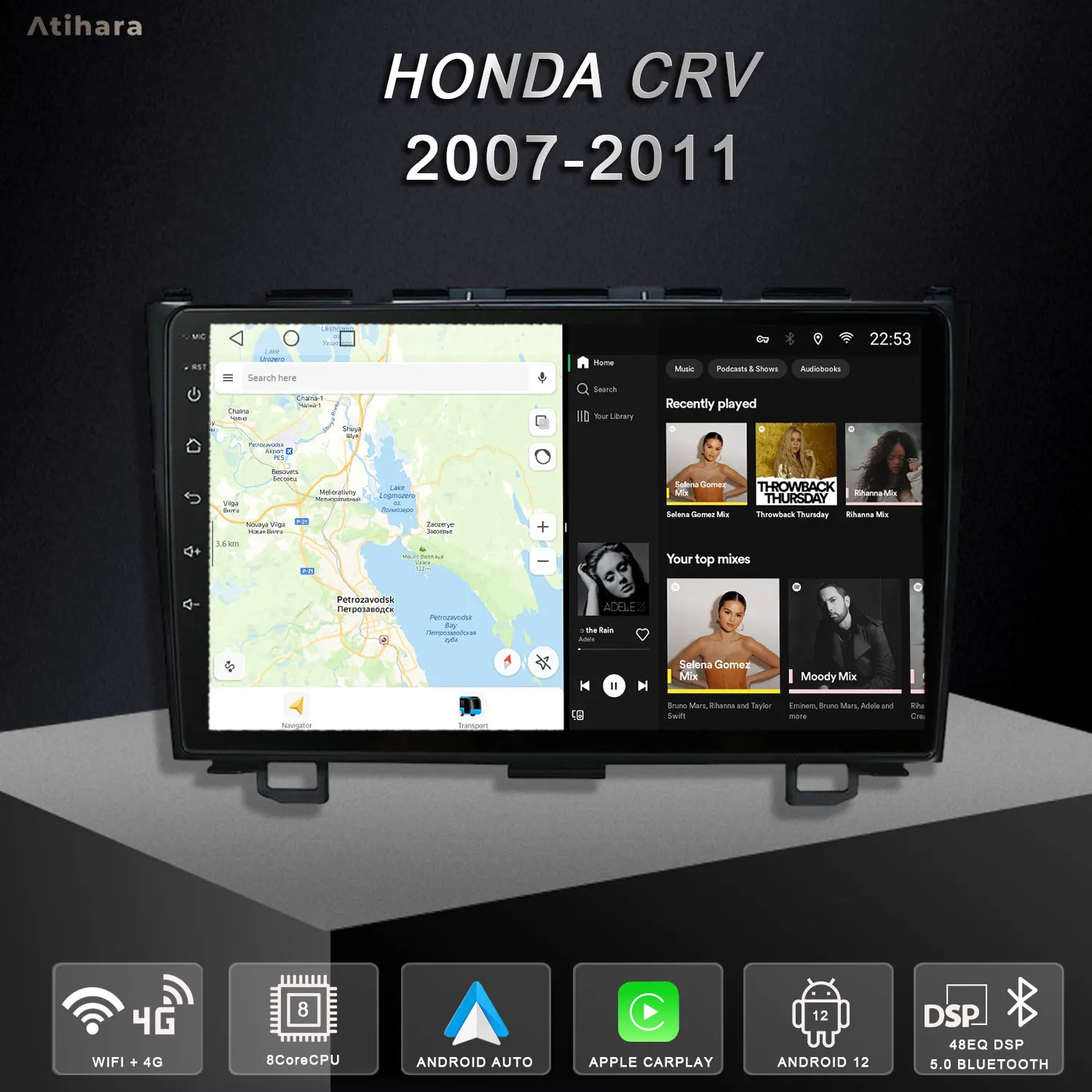 Atihara 9" Android Car Radio For Honda CRV 2007-2011, 2Din Multimedia Video Player 4G Wifi Bluetooth 5.0 Stereo GPS Navigation
Atihara 9" Android Car Radio For Honda CRV 2007-2011, 2Din Multimedia Video Player 4G Wifi Bluetooth 5.0 Stereo GPS Navigation