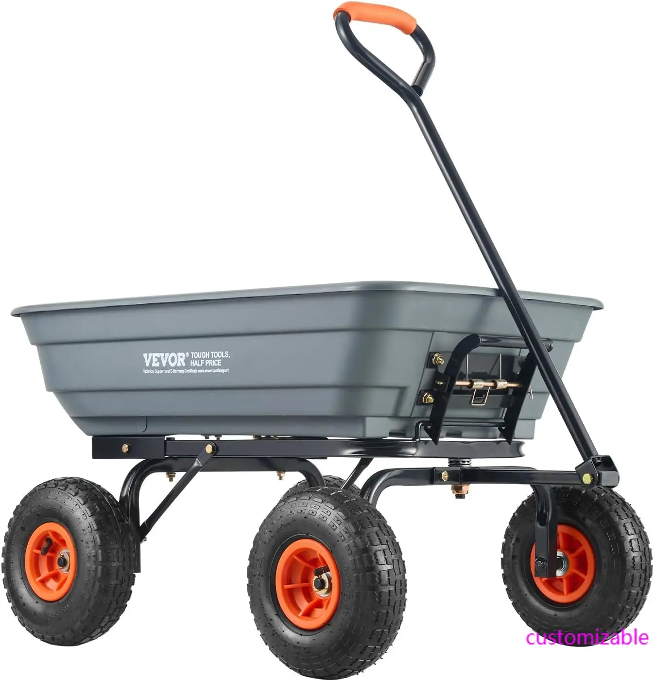 4 Cu.Ft. 600lbs Poly Garden Cart Dump Wagon, Heavy Duty Yard Dump Cart Wagon, 4 Wheel Wheelbarrow with 10in All Terrain Wheels
4 Cu.Ft. 600lbs Poly Garden Cart Dump Wagon, Heavy Duty Yard Dump Cart Wagon, 4 Wheel Wheelbarrow with 10in All Terrain Wheels
