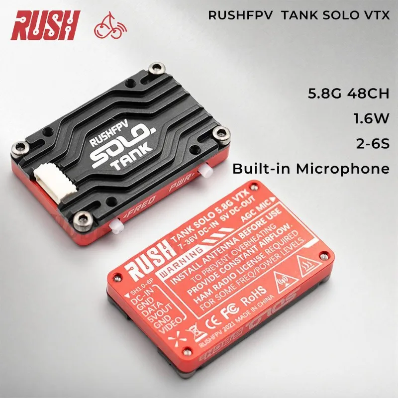 RUSHFPV RUSH TANK SOLO VTX 5.8G 48 каналов, режим PitMode, 25мВт/400мВт/800мВт/1.6Вт, регулируемый, 2-6S, микрофон для FPV-дронов дальнего радиуса действия
RUSHFPV RUSH TANK SOLO VTX 5.8G 48 каналов, режим PitMode, 25мВт/400мВт/800мВт/1.6Вт, регулируемый, 2-6S, микрофон для FPV-дронов дальнего радиуса действия