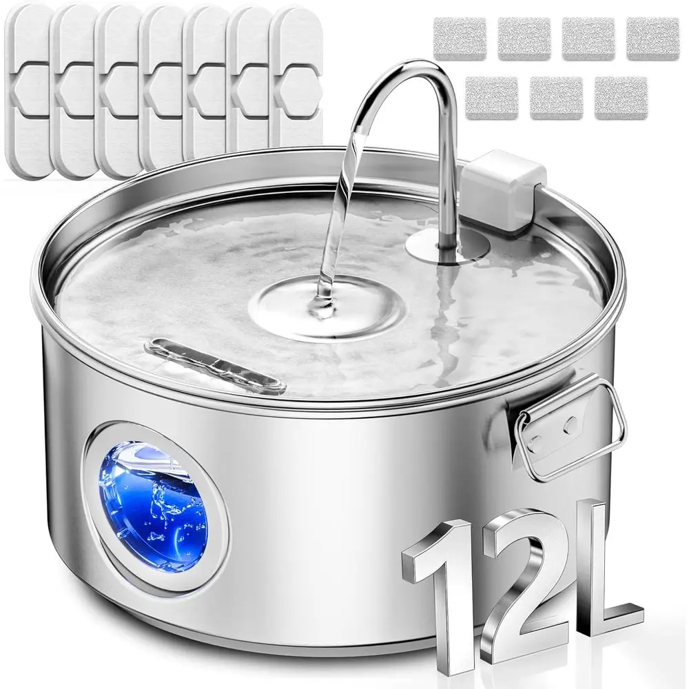 Stainless Steel Large Dog Water Fountain, 3.2 Gallon, 12 Liters, Quiet Operation, Filtered Water Dispenser for Multi-Pet Househo
Stainless Steel Large Dog Water Fountain, 3.2 Gallon, 12 Liters, Quiet Operation, Filtered Water Dispenser for Multi-Pet Househo