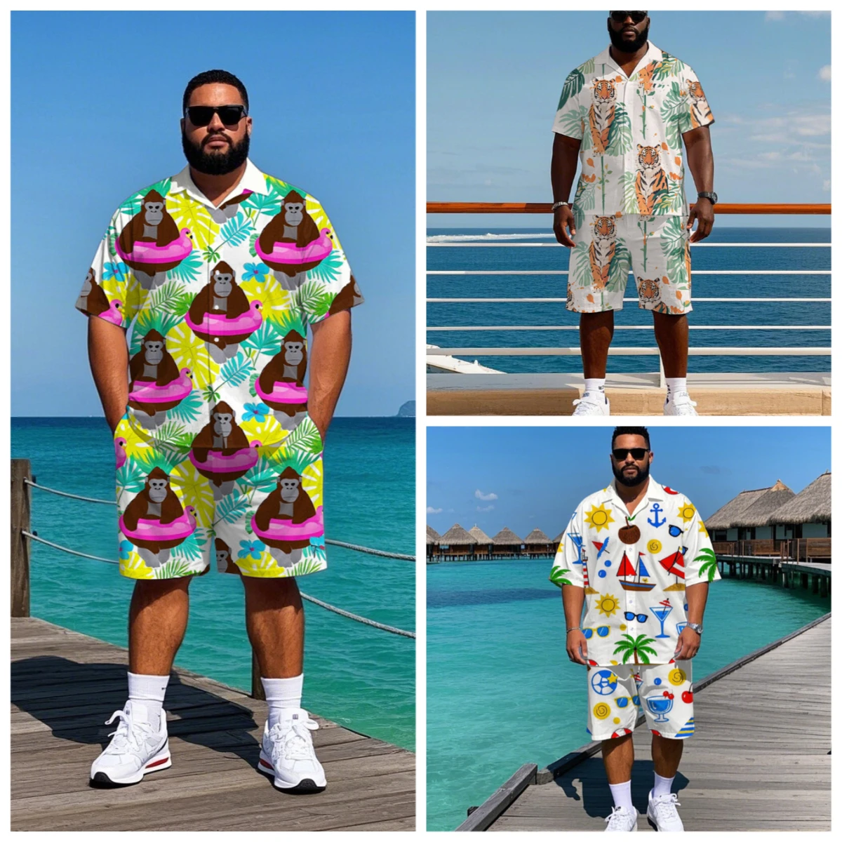 S-9XL Big and Tall Men Fun Animal & Vacation Print Hawaiian Shirt Shorts Set Casual 2-Piece Outfit
S-9XL Big and Tall Men Fun Animal & Vacation Print Hawaiian Shirt Shorts Set Casual 2-Piece Outfit