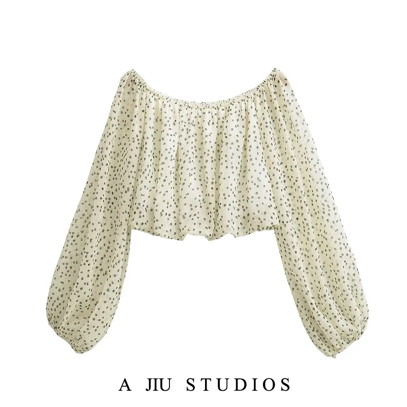 Polka Dot One Shoulder Lantern Sleeve Chiffon Top Women's Spring Summer New Style Short Slim Long Sleeve Small Shirt Elegant Top
Polka Dot One Shoulder Lantern Sleeve Chiffon Top Women's Spring Summer New Style Short Slim Long Sleeve Small Shirt Elegant Top