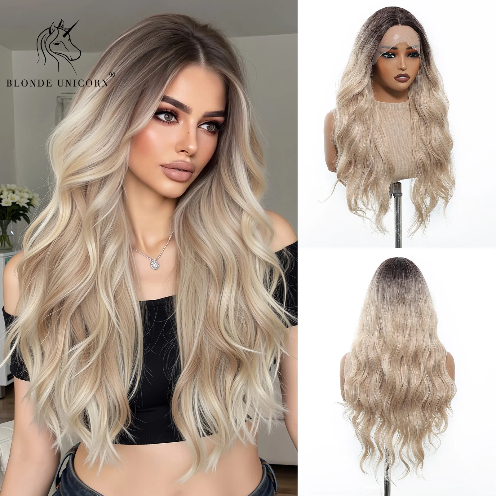 BlONDE UNICORN Lace Synthetic Wig Blonde Champagne Dark Root Curly Hair Women Wigs Daily Cosplay Natural Heat Resistant Fiber
BlONDE UNICORN Lace Synthetic Wig Blonde Champagne Dark Root Curly Hair Women Wigs Daily Cosplay Natural Heat Resistant Fiber
