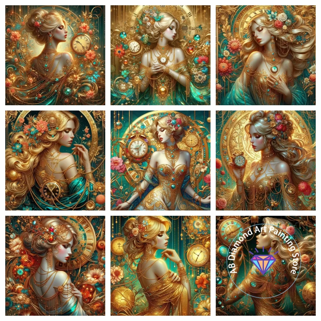Golden Clock Exotic Beauty Luxurious Blonde Woman AB Diamond Painting Kit 5D DIY Cross Stitch Handmade Crafts Home Decor Gift
Golden Clock Exotic Beauty Luxurious Blonde Woman AB Diamond Painting Kit 5D DIY Cross Stitch Handmade Crafts Home Decor Gift