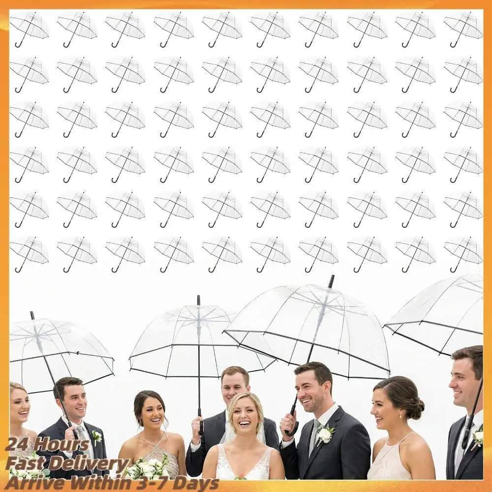 60Pcs Clear Umbrella Pack Transparent Bubble Umbrella with Classic Hook Handle 8 Ribs for Wedding Bride Groom Photography Golf
60Pcs Clear Umbrella Pack Transparent Bubble Umbrella with Classic Hook Handle 8 Ribs for Wedding Bride Groom Photography Golf