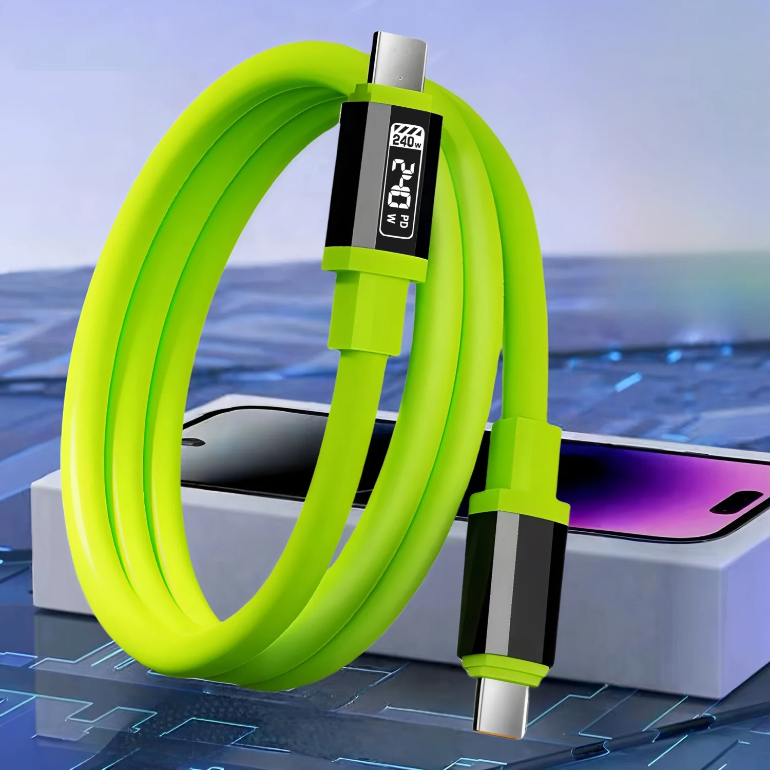 240W 1m Fast Charging Cable USB Type-C To Type-C Data Cable No Digital Display Charging Mobile Data Cable for Huawei Xiaomi
240W 1m Fast Charging Cable USB Type-C To Type-C Data Cable No Digital Display Charging Mobile Data Cable for Huawei Xiaomi