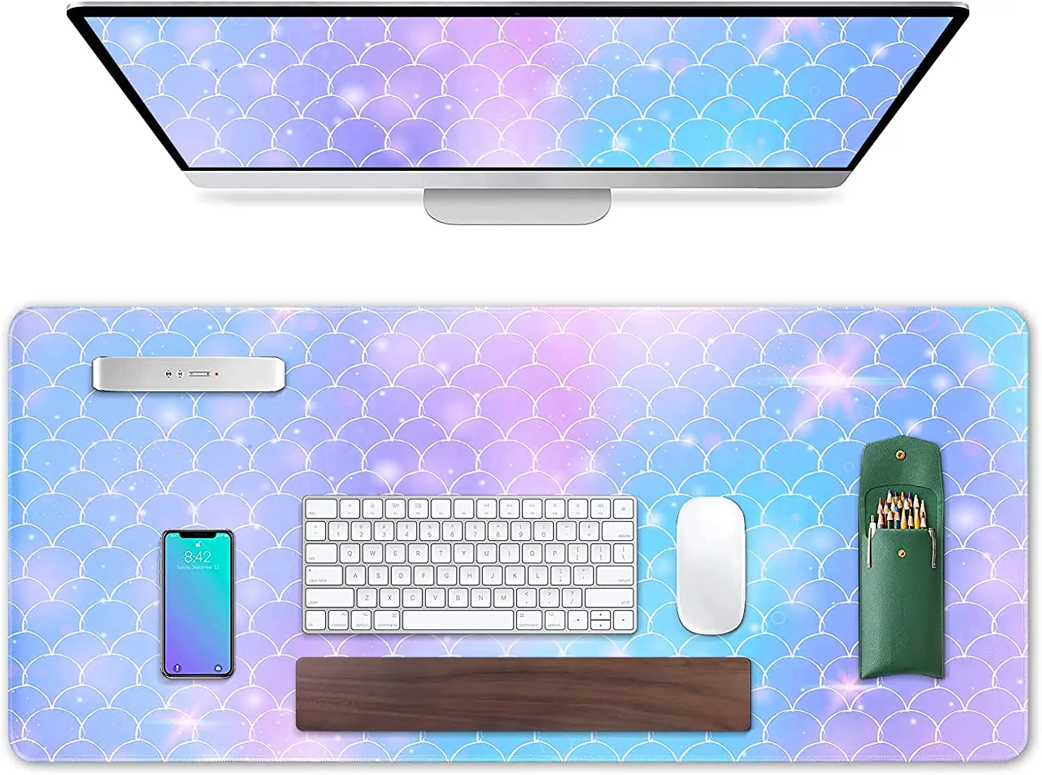 Mermaid Scale Desk Mat Large Desk Pad XXL Mousepad with Non-Slip Rubber Base Water-Resistant Keyboard Pad Decor 35.4x15.7 Inch
Mermaid Scale Desk Mat Large Desk Pad XXL Mousepad with Non-Slip Rubber Base Water-Resistant Keyboard Pad Decor 35.4x15.7 Inch