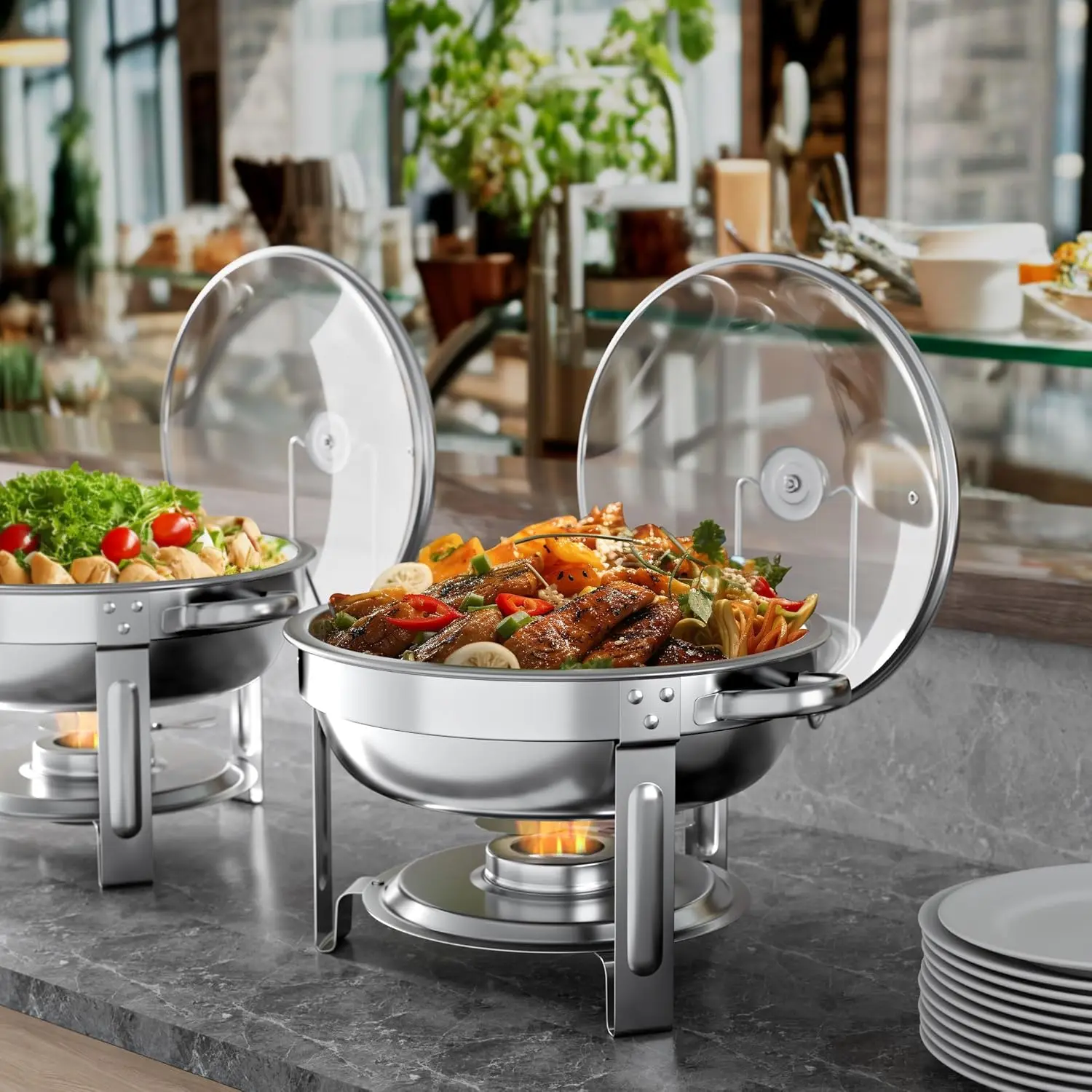 Chafing Dishes for Buffet Set: 100% Pre-installed Chafers for Catering - Round Chafing Dish Buffet Set
Chafing Dishes for Buffet Set: 100% Pre-installed Chafers for Catering - Round Chafing Dish Buffet Set