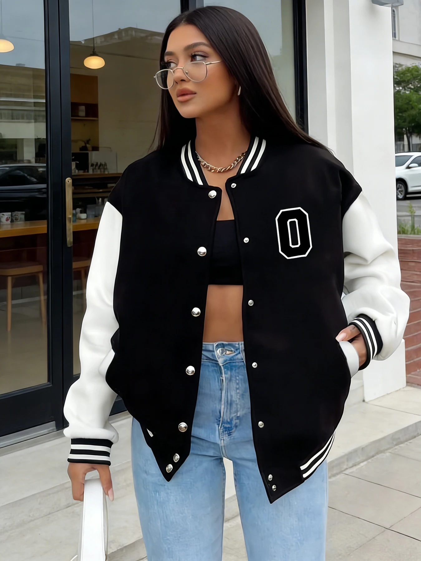 Women Oversized Varsity Jacket Letter O Print Long Sleeve Button Front Bomber Jacket Casual Streetwear Outerwear Spring Autumn
Women Oversized Varsity Jacket Letter O Print Long Sleeve Button Front Bomber Jacket Casual Streetwear Outerwear Spring Autumn