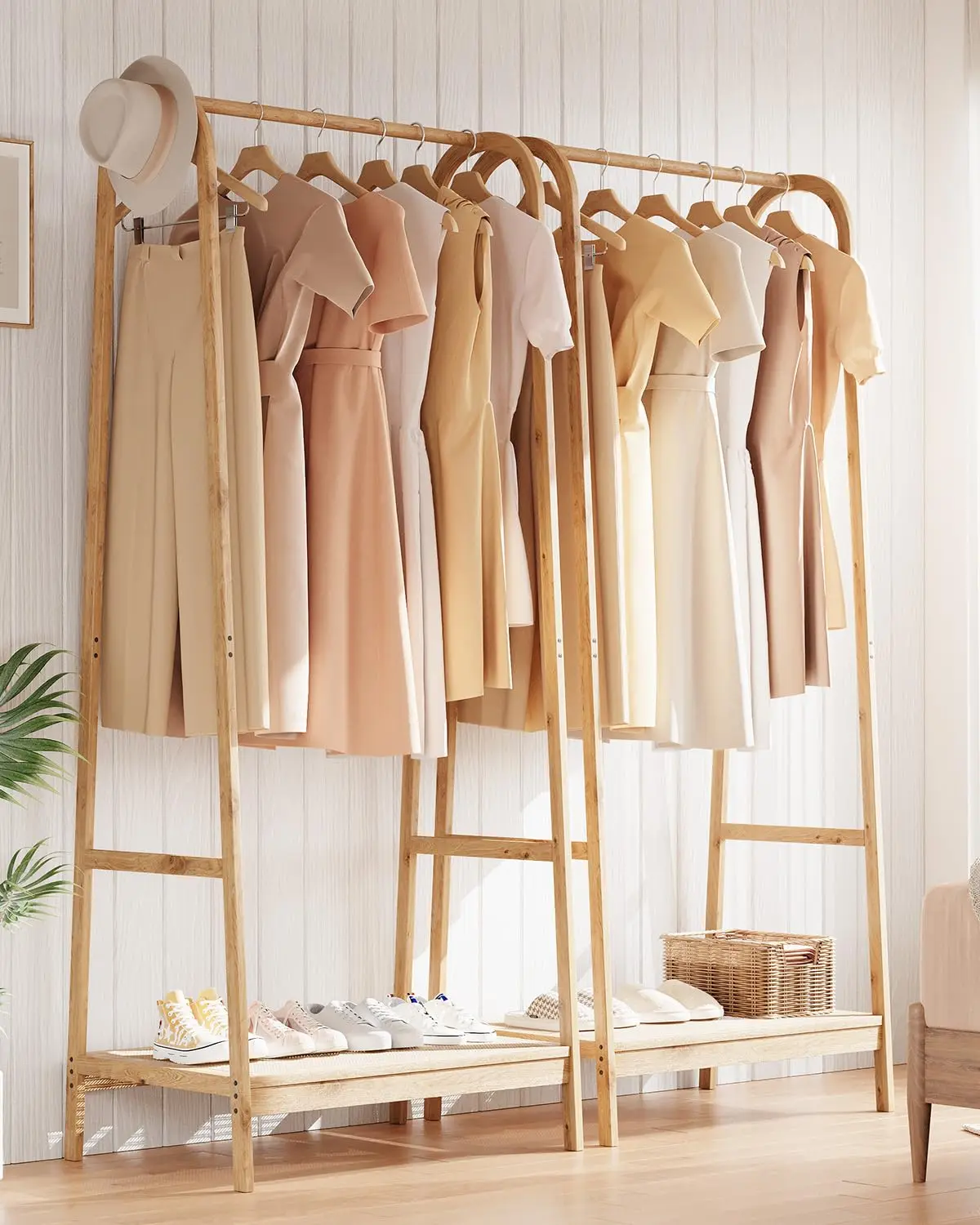 Wood Clothes Rack, Clothing Rack with Storage Shelf,Garment Rack for Hanging Clothes,Coats,Skirts,Freestanding Clothes Rack
Wood Clothes Rack, Clothing Rack with Storage Shelf,Garment Rack for Hanging Clothes,Coats,Skirts,Freestanding Clothes Rack
