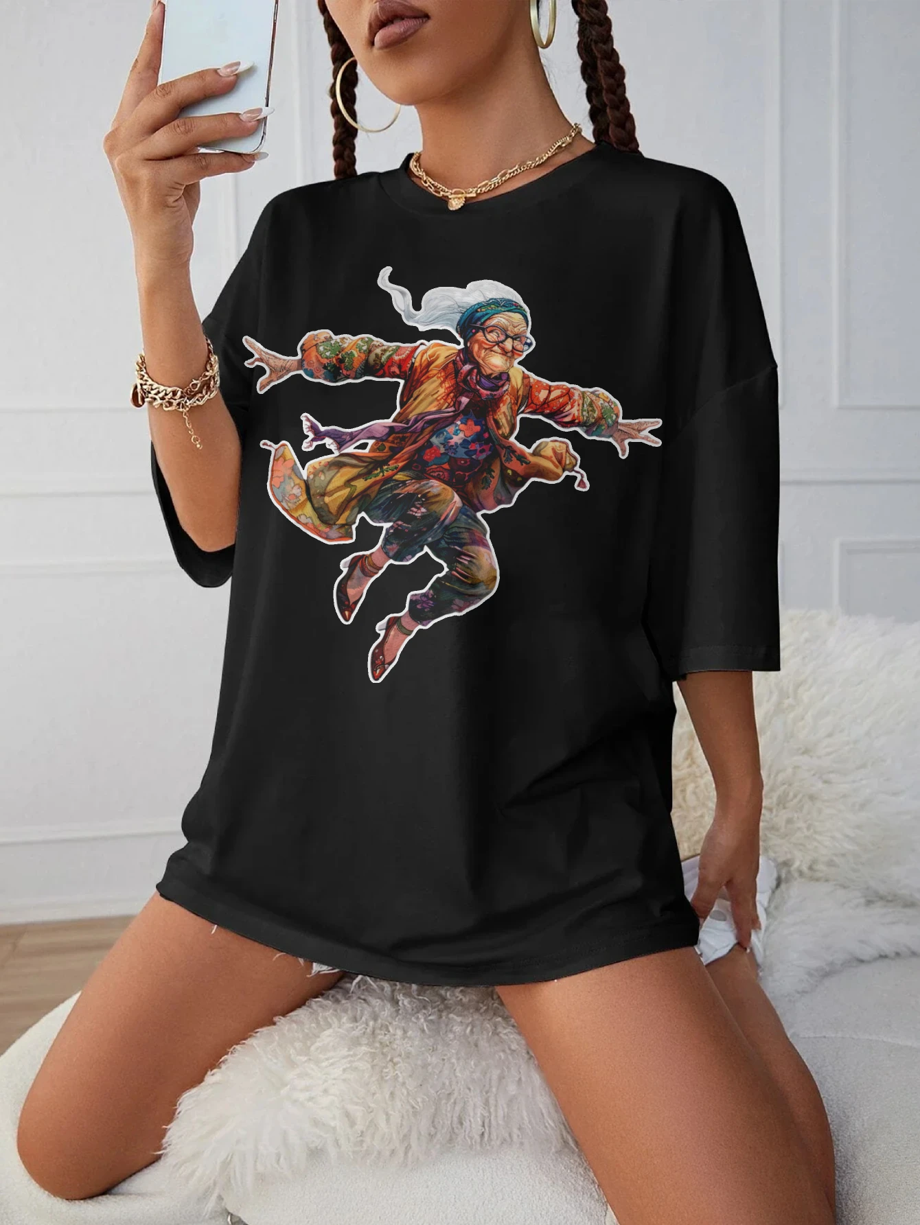 Женская модная черная футболка Quirky-Whimsical-Crazy-Grandma-Clipart с круглым вырезом, свободная одежда для беременных для позднего беременности
Женская модная черная футболка Quirky-Whimsical-Crazy-Grandma-Clipart с круглым вырезом, свободная одежда для беременных для позднего беременности