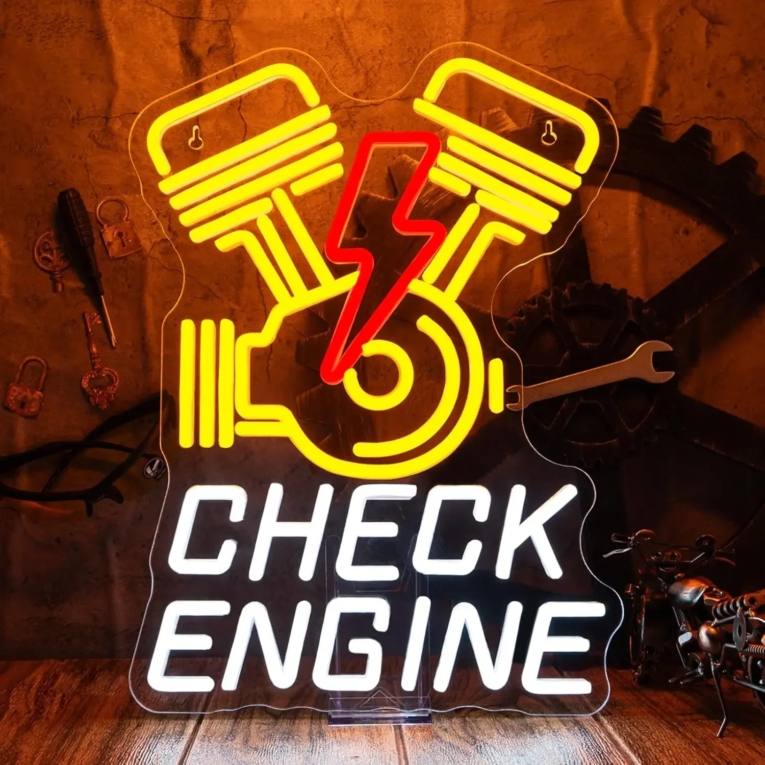 Check Engine Neon Sign USB Powered LED Neon Light for Auto Repair Car Workshop Bedroom Aesthetic Decoration Art Wall Light Gifts
Check Engine Neon Sign USB Powered LED Neon Light for Auto Repair Car Workshop Bedroom Aesthetic Decoration Art Wall Light Gifts