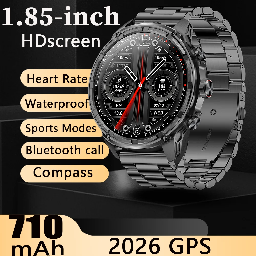 2026 Waterproof Bluetooth Smart watch, 100+ Sports Modes, GPS, Music, Heart Rate Monitor 1.85''HD screen 710mAh Bluetooth Call
2026 Waterproof Bluetooth Smart watch, 100+ Sports Modes, GPS, Music, Heart Rate Monitor 1.85''HD screen 710mAh Bluetooth Call