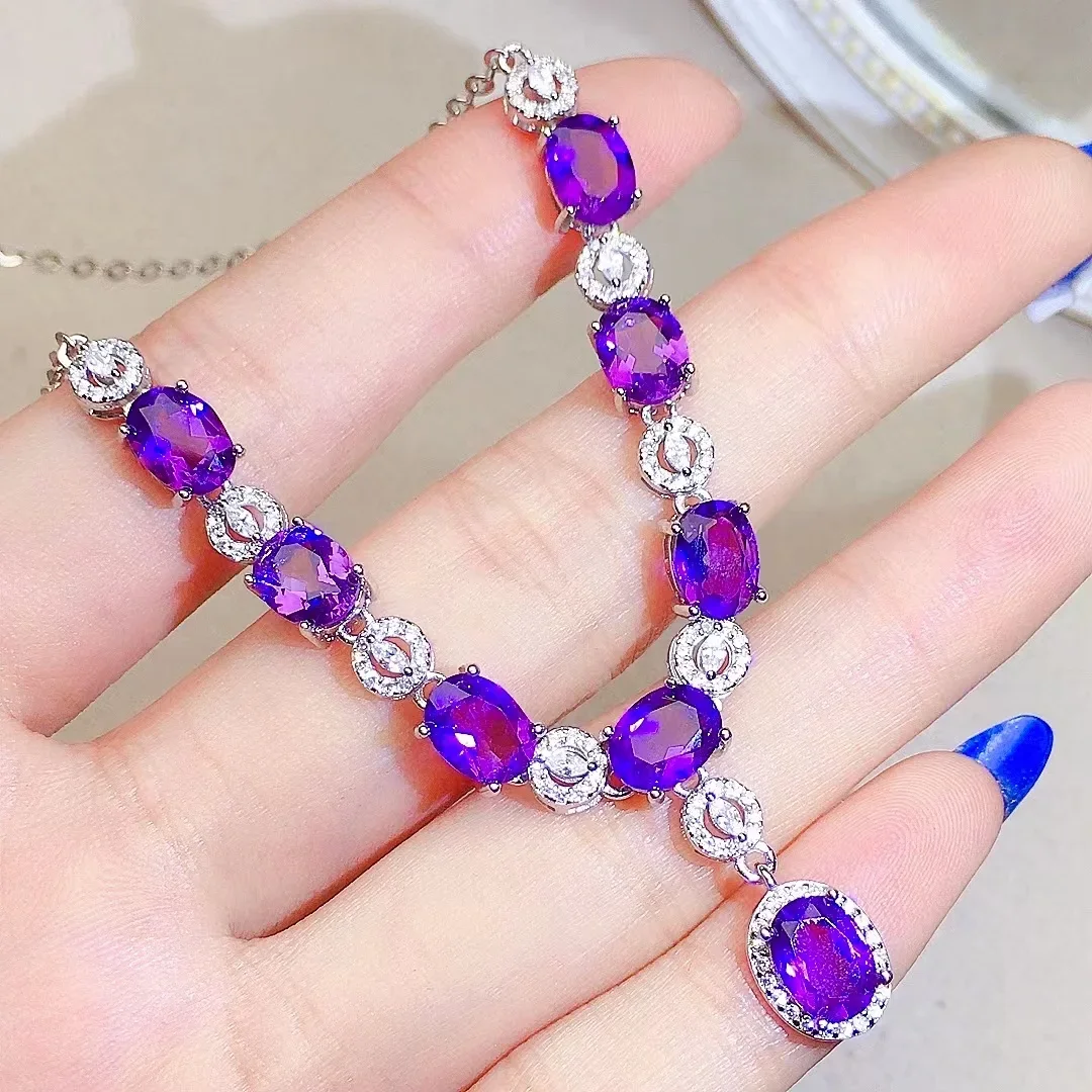 Elegant Amethyst Necklace for Wedding 8 Pieces 6mm*8mm VVS Grade Natural Amethyst Silver Necklace Gift for Woman
Elegant Amethyst Necklace for Wedding 8 Pieces 6mm*8mm VVS Grade Natural Amethyst Silver Necklace Gift for Woman