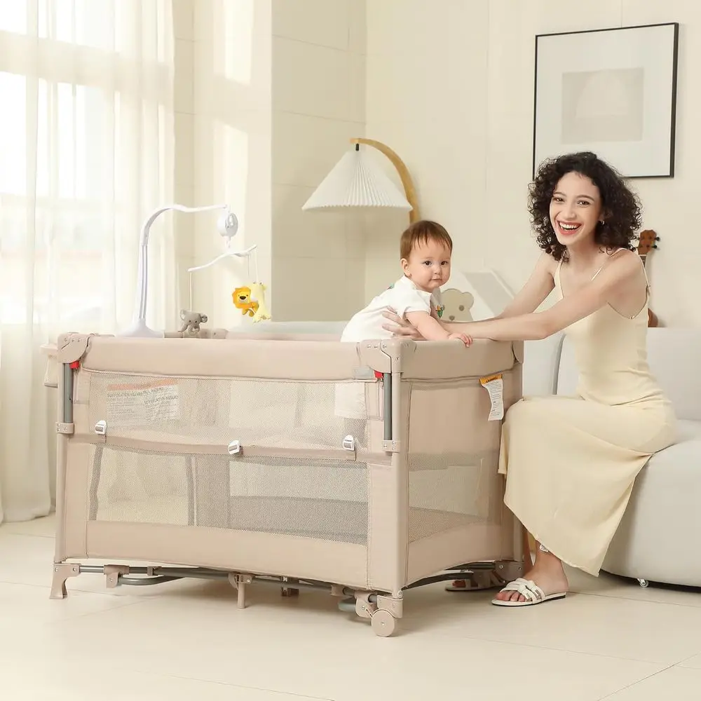 Универсальный игровой досок с люлькой, прикроватной кроваткой, пеленальным столиком для новорожденных и малышей бежевого цвета
Универсальный игровой досок с люлькой, прикроватной кроваткой, пеленальным столиком для новорожденных и малышей бежевого цвета