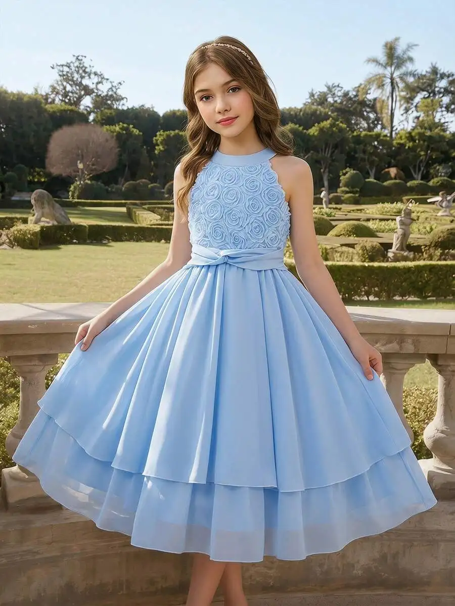 Light Blue 3D Floral Halter Neck Tiered A-Line Summer Dress
Light Blue 3D Floral Halter Neck Tiered A-Line Summer Dress