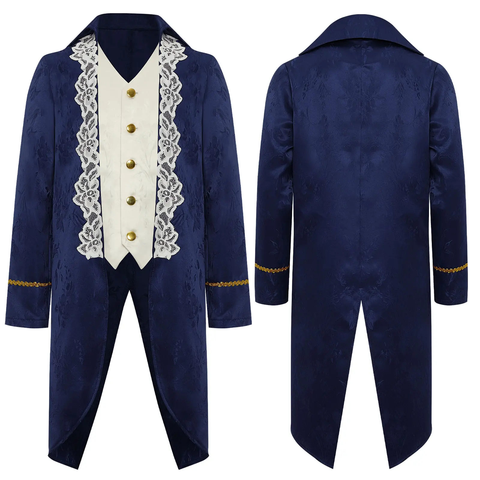 Boys Elegant Victorian Tailcoat with Lace Embroidery And Turn Down Collar Faux Doublet Jacket for Halloween Christmas Festivals
Boys Elegant Victorian Tailcoat with Lace Embroidery And Turn Down Collar Faux Doublet Jacket for Halloween Christmas Festivals