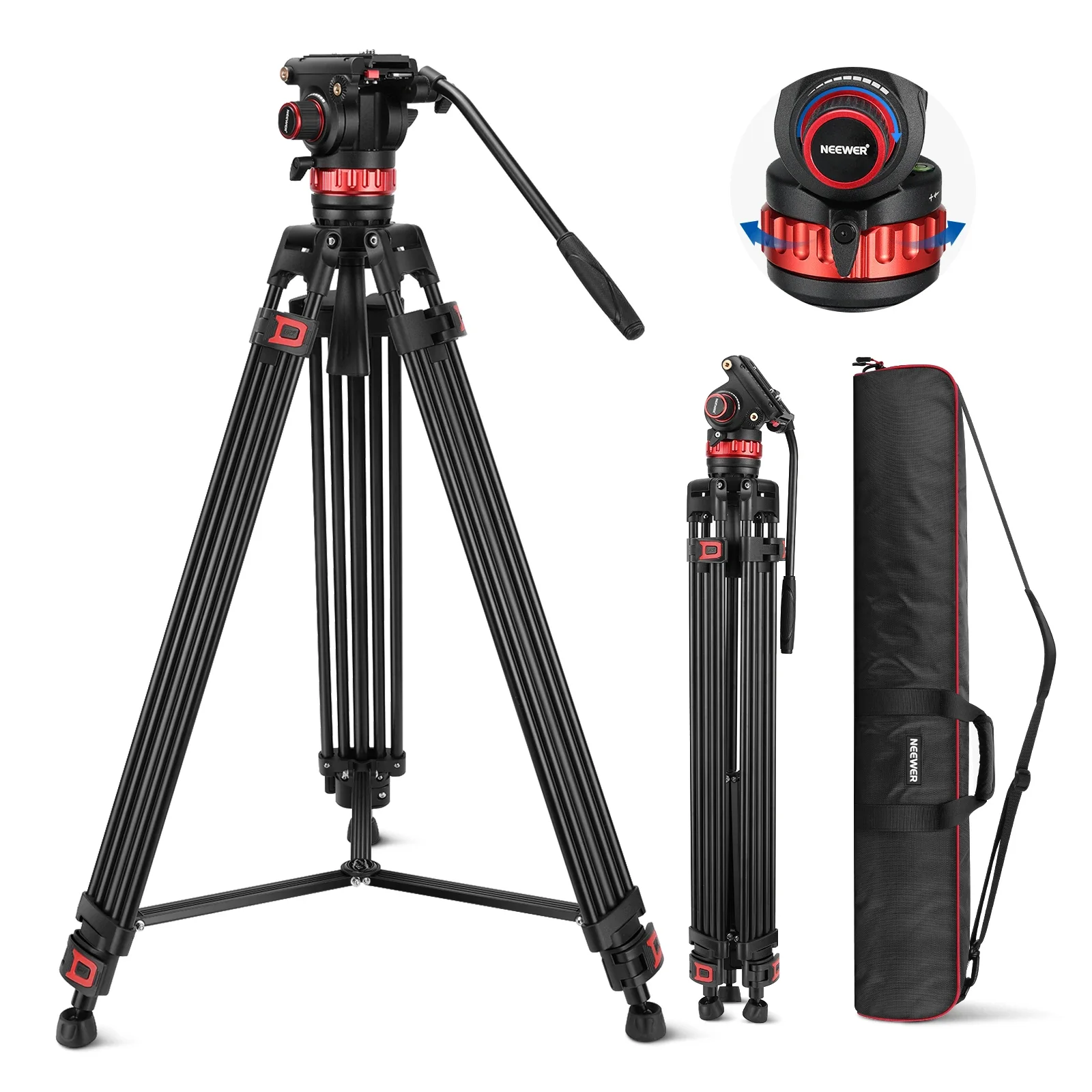 NEEWER 74" Pro Video Tripod With Adjustable Damping Fluid Head, Metal Heavy Duty Dual-Mode QR Plate Compatible With DJI RS
NEEWER 74" Pro Video Tripod With Adjustable Damping Fluid Head, Metal Heavy Duty Dual-Mode QR Plate Compatible With DJI RS