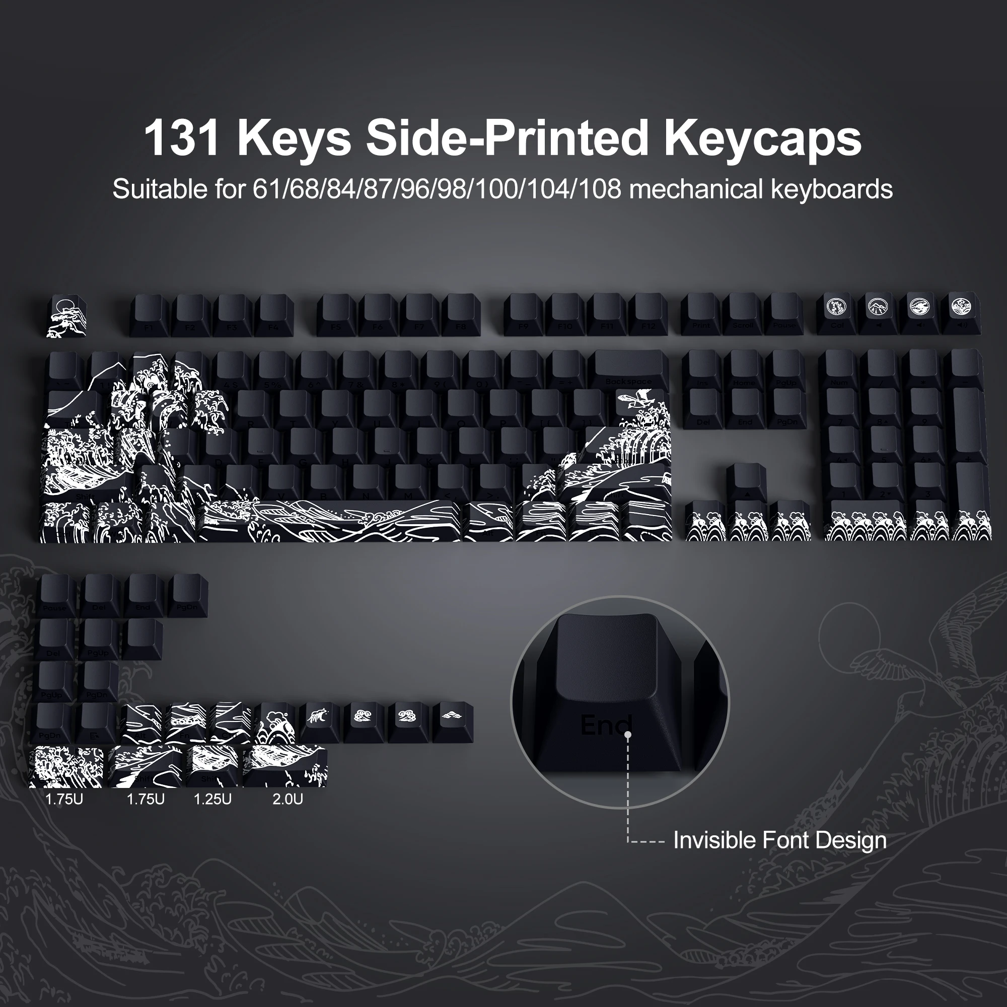 XVX Ukiyoe Cherry Profile Side-Printed Transparent Keycaps PBT Creative Personalized Five Sided Thermal Sublimation Key Caps DIY
XVX Ukiyoe Cherry Profile Side-Printed Transparent Keycaps PBT Creative Personalized Five Sided Thermal Sublimation Key Caps DIY