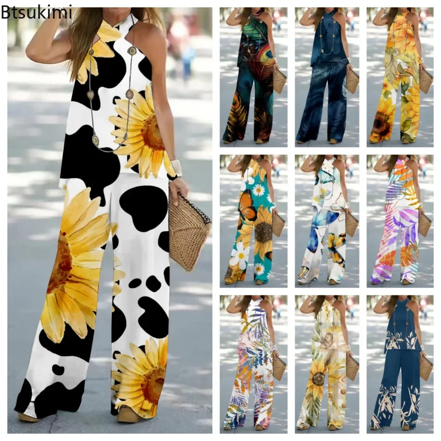 New 2025 Women's Halter Sleeveless V-Neck Top & High Waist Pants Set Casual Femme Fashion Two-Piece Set Loose Outfits Tracksuit
New 2025 Women's Halter Sleeveless V-Neck Top & High Waist Pants Set Casual Femme Fashion Two-Piece Set Loose Outfits Tracksuit