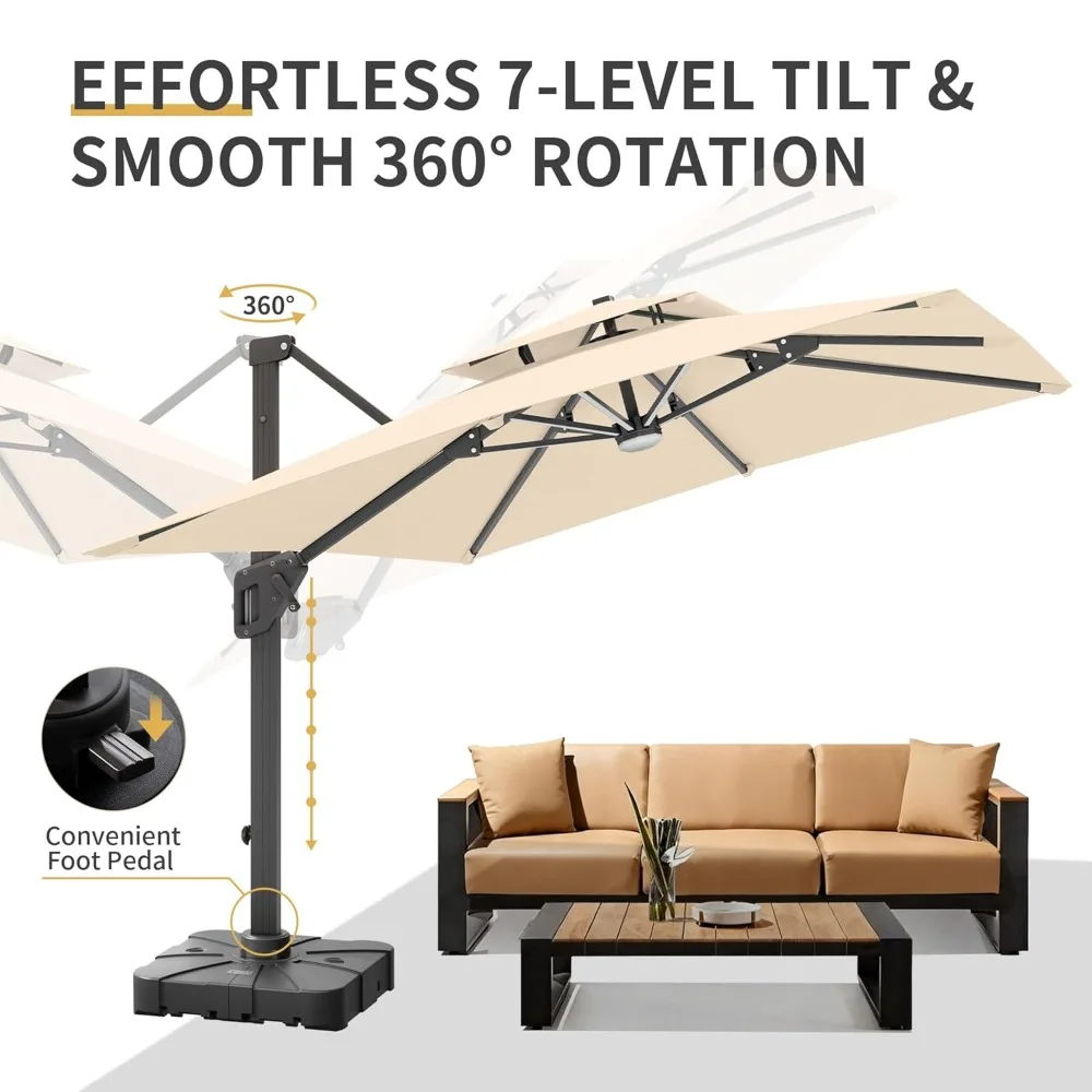 10 X 13 FT Cantilever Patio Umbrella with Base Included & Led Lights Outdoor Rectangle Offset Large Double Top, Customized
10 X 13 FT Cantilever Patio Umbrella with Base Included & Led Lights Outdoor Rectangle Offset Large Double Top, Customized