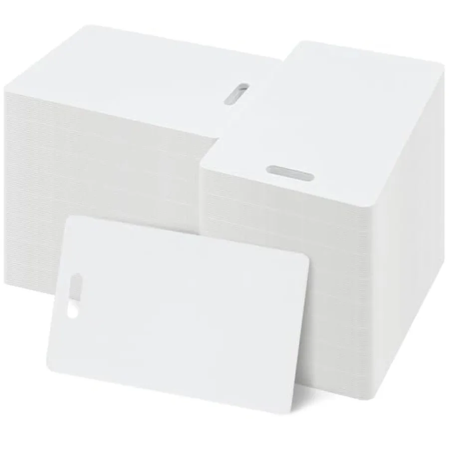 Pack of White PVC Cards with Vertical Slot Punch on Short Side, CR80 30 Mil Standard Credit Card Size, Plastic Blank Cards for
Pack of White PVC Cards with Vertical Slot Punch on Short Side, CR80 30 Mil Standard Credit Card Size, Plastic Blank Cards for