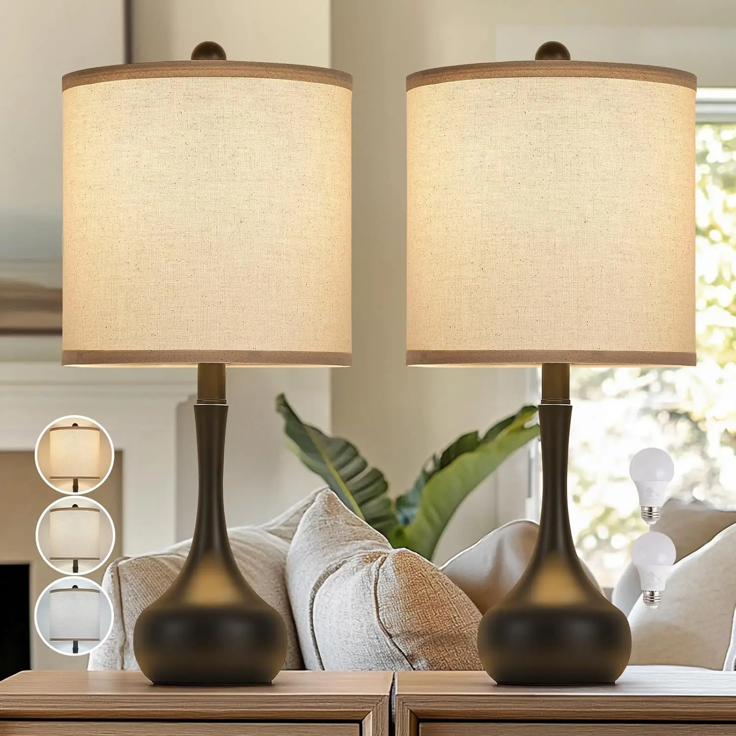 23"" Modern Farmhouse Table Lamp Set Of 2, Rustic Metal Bedside Lamps For Bedroom, Living Room, Office, Dorm - 3-Way Color
23"" Modern Farmhouse Table Lamp Set Of 2, Rustic Metal Bedside Lamps For Bedroom, Living Room, Office, Dorm - 3-Way Color