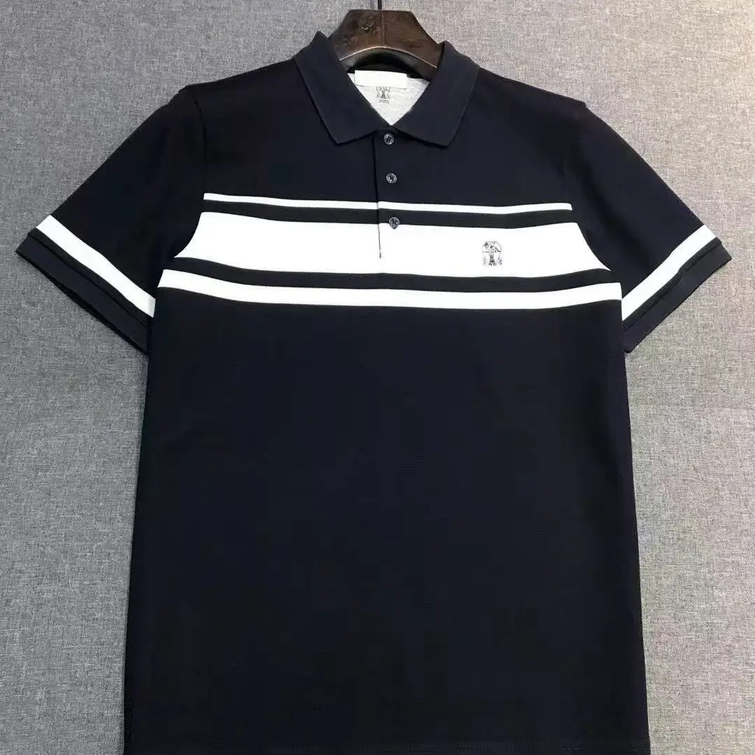 Italian summer business casual BC contrasting color striped short-sleeved gentleman's lapel polo shirt
Italian summer business casual BC contrasting color striped short-sleeved gentleman's lapel polo shirt
