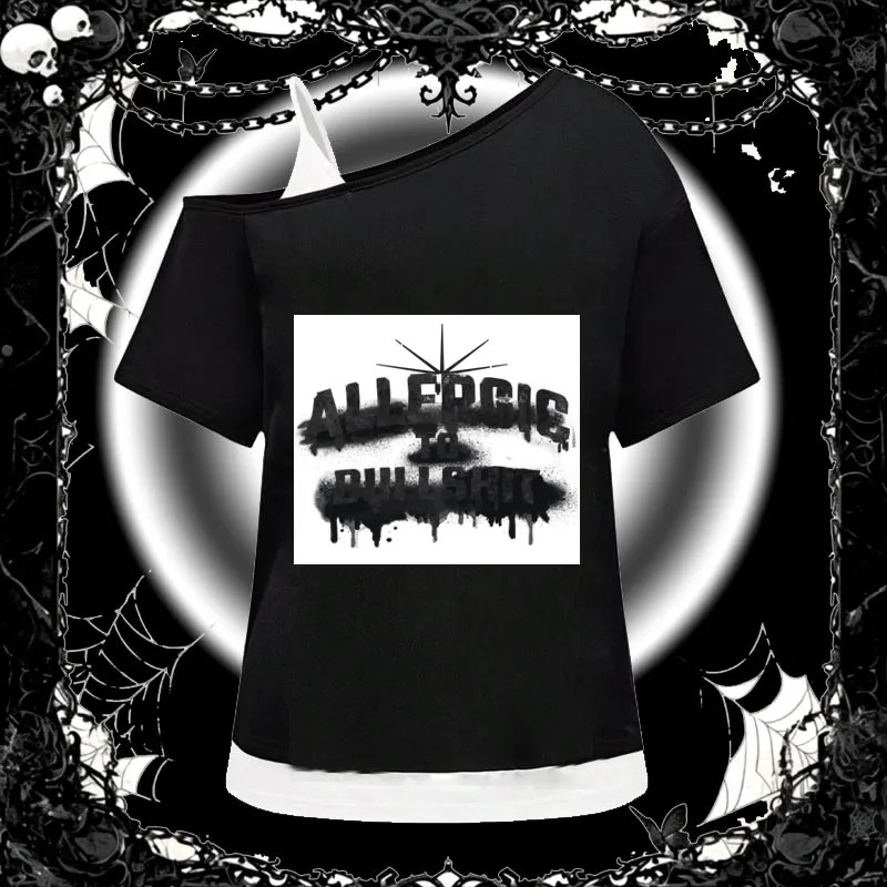 Gothic style personalized summer and spring comfortable close fitting top with printed dark suspender round neck short sleeved w
Gothic style personalized summer and spring comfortable close fitting top with printed dark suspender round neck short sleeved w