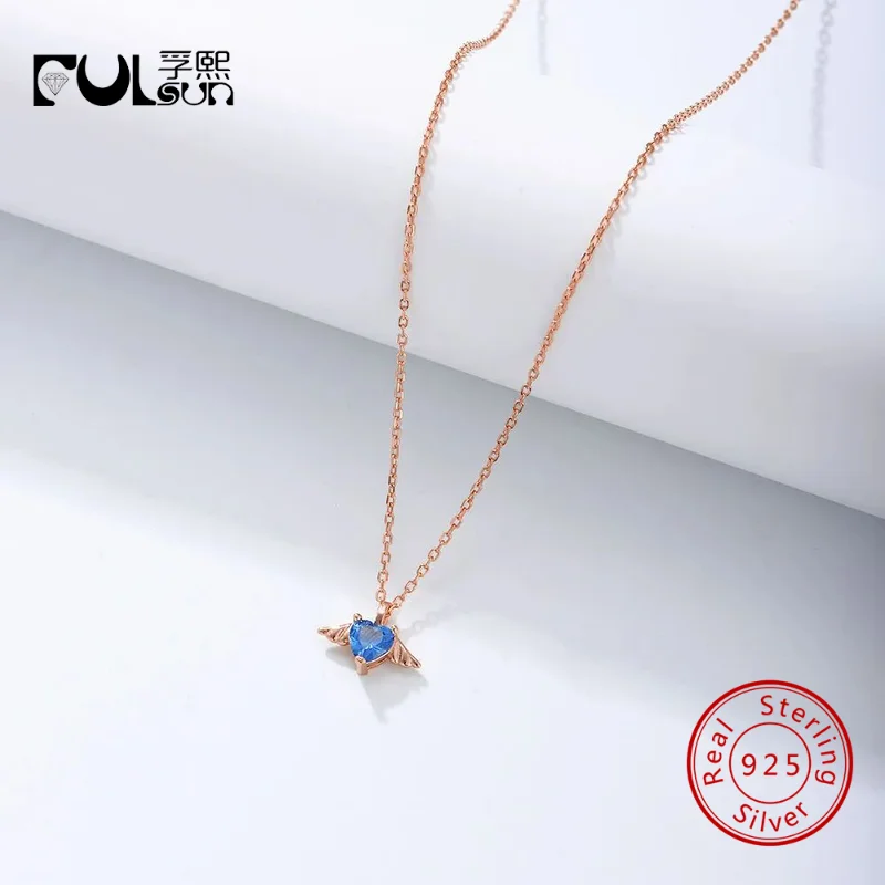 925 Sterling Silver 14K Gold Plated Angel Wing Blue Heart CZ Thin Chain Pendant Necklace Women Dainty Jewelry
925 Sterling Silver 14K Gold Plated Angel Wing Blue Heart CZ Thin Chain Pendant Necklace Women Dainty Jewelry