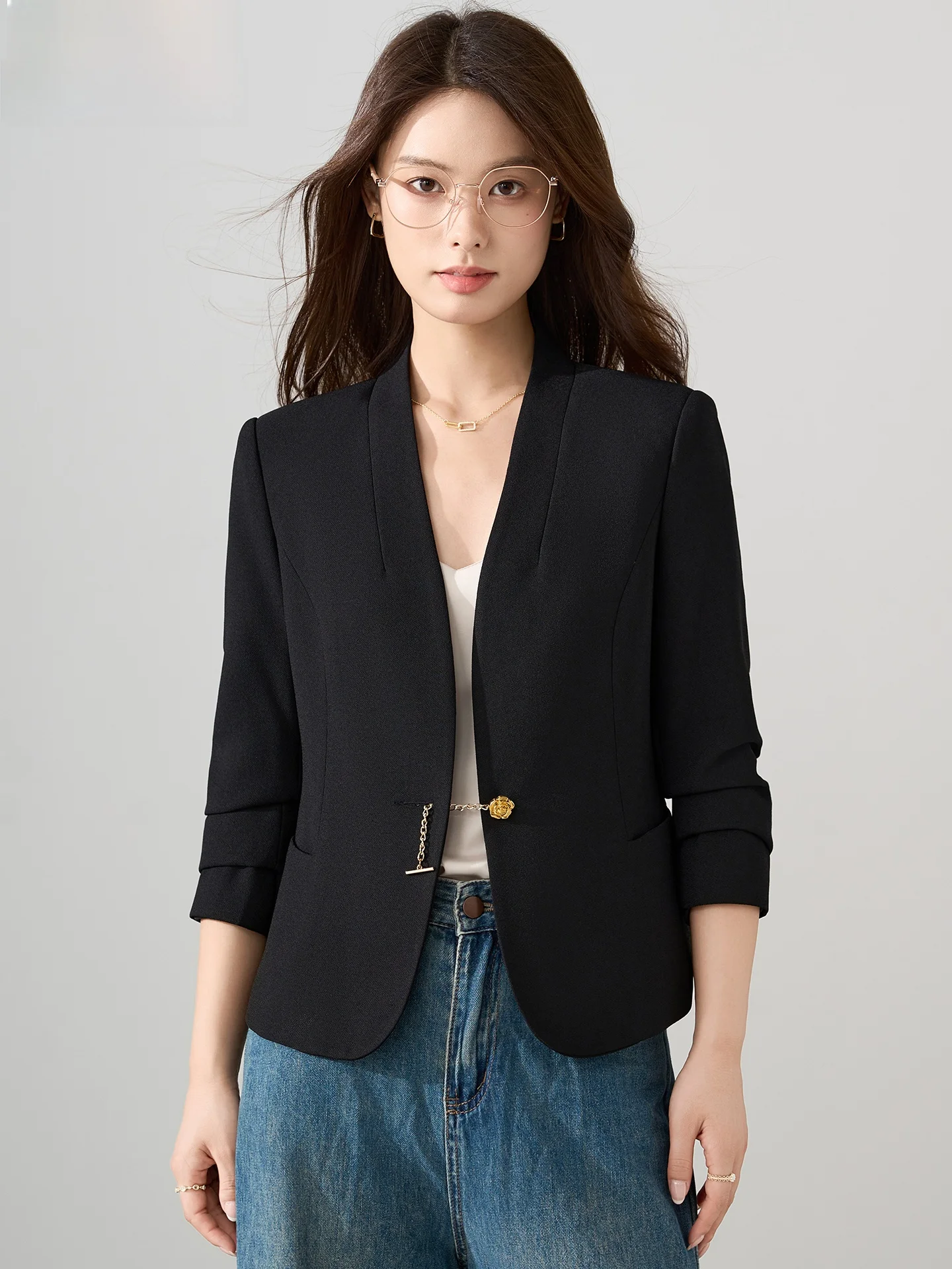 Женский повседневный жакет-жилет с V-образным вырезом, высококачественный полиэстер, немнущийся, с длинным рукавом, для работы и повседневной носки, модный, весна-осень
Женский повседневный жакет-жилет с V-образным вырезом, высококачественный полиэстер, немнущийся, с длинным рукавом, для работы и повседневной носки, модный, весна-осень