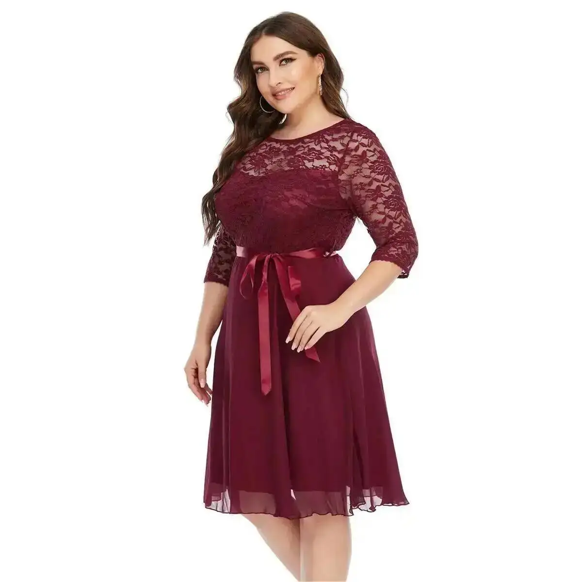 Women's Plus 2025 Size Summer New Lace Chiffon Patchwork Dress Formal Dress Sq0155 2025 Party Summer Elegantes Casual Y2k
Women's Plus 2025 Size Summer New Lace Chiffon Patchwork Dress Formal Dress Sq0155 2025 Party Summer Elegantes Casual Y2k