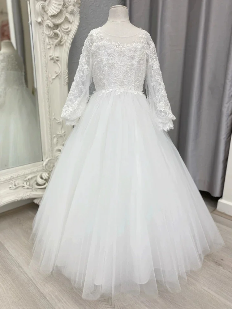 Customized Elegant Flower Girl Dress For Wedding Tulle Full Sleeves Lace Puffy Kids Bridesmaid Quinceanera First Communion Gown
Customized Elegant Flower Girl Dress For Wedding Tulle Full Sleeves Lace Puffy Kids Bridesmaid Quinceanera First Communion Gown