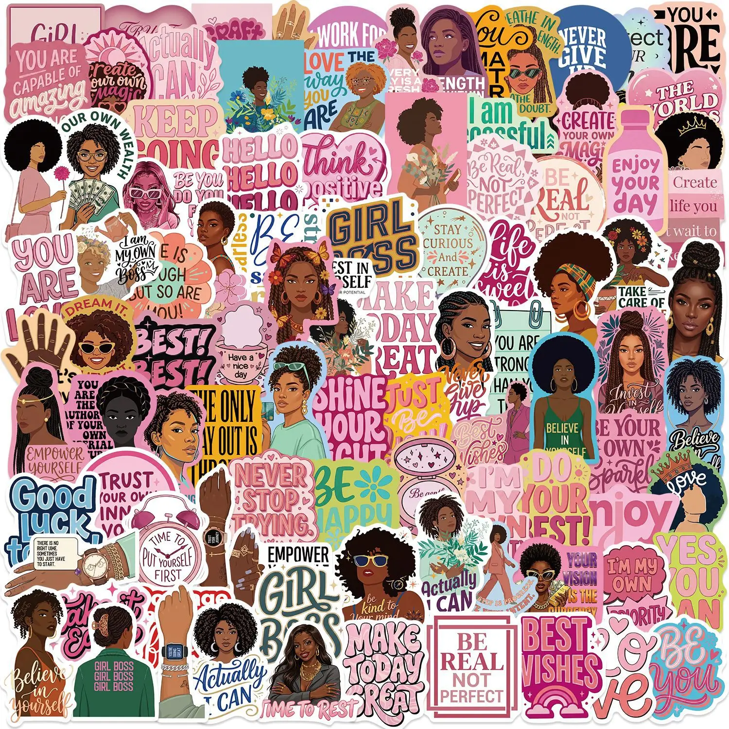 100 PCS Cartoon Pink Black Inspirational Graffiti Stickers Decorative Decals for Guitar Notebook Luggage DIY Waterproof
100 PCS Cartoon Pink Black Inspirational Graffiti Stickers Decorative Decals for Guitar Notebook Luggage DIY Waterproof