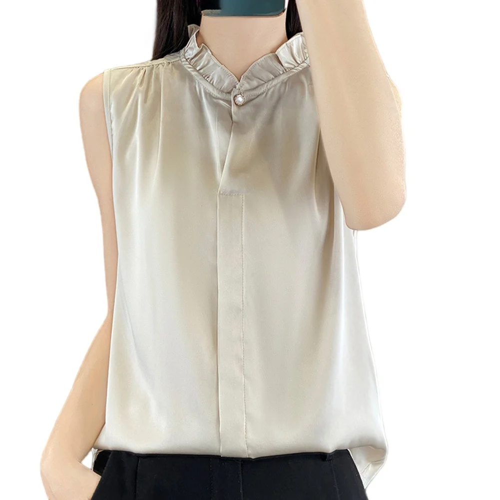Womens Sleeveless Vest for Summer Beach Yoga Cycling Holiday Polyester Satin Fabric with Lace Trim Regular Fit
Womens Sleeveless Vest for Summer Beach Yoga Cycling Holiday Polyester Satin Fabric with Lace Trim Regular Fit